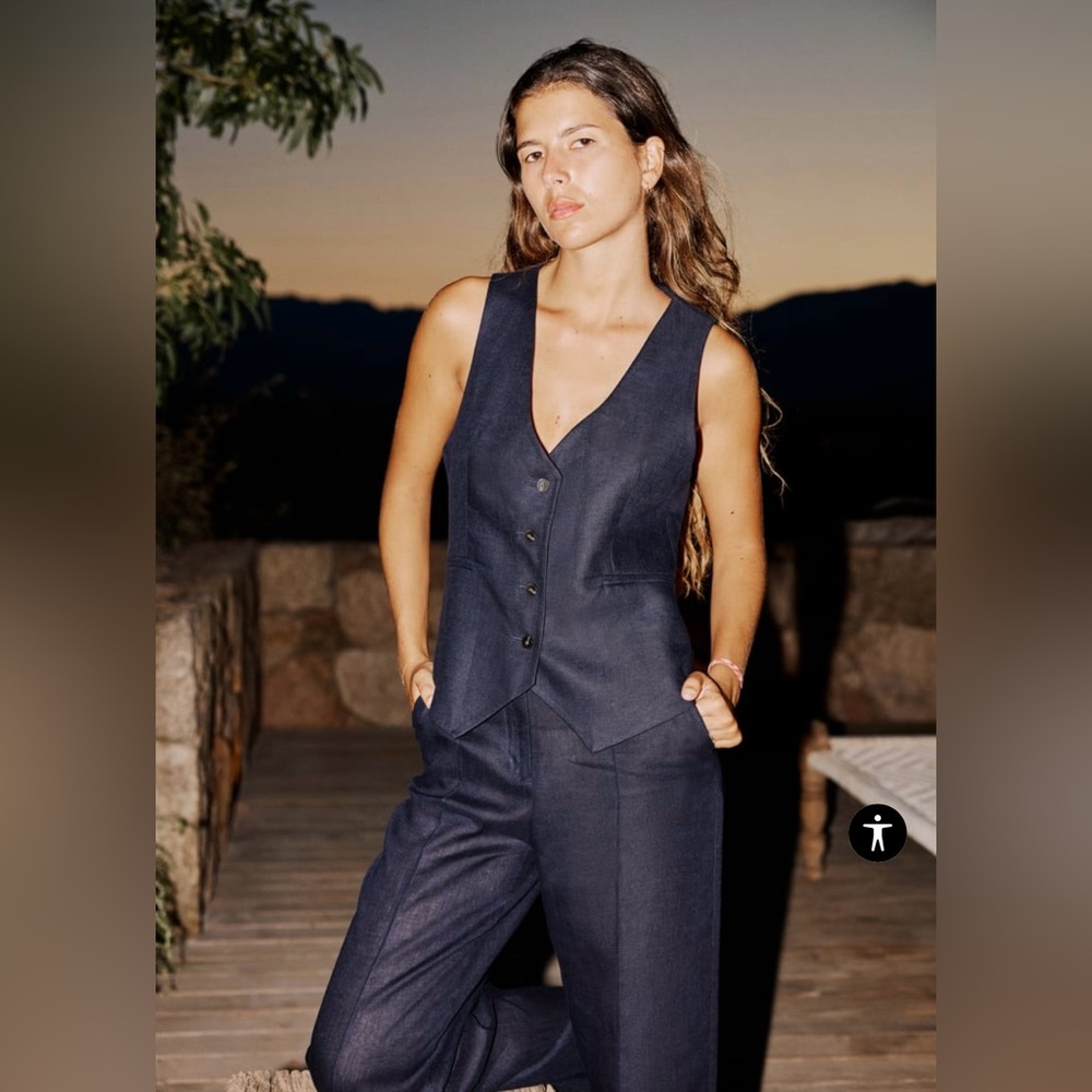 Zara 100% linen vest